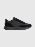 Black Leather Mix Runner Trainers  Men
