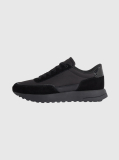 Black Leather Mix Runner Trainers  Men
