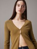 Verde Cardigan Din Tricot Elastic Cu Croiala Slim  Femei