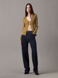 Verde Cardigan Din Tricot Elastic Cu Croiala Slim  Femei