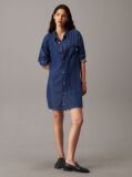 Denim Rochie-Camasa Din Denim Cu Curea  Femei