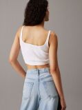 Alb Top Bralette Din Bumbac Cu Textura Rib  Femei