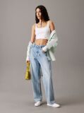 Alb Top Bralette Din Bumbac Cu Textura Rib  Femei