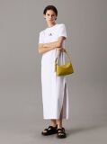 Alb Rochie Maxi Tip Tricou Din Bumbac Cu Textura Rib  Femei