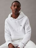 White Cotton Blend Fleece Hoodie  Men