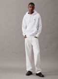 White Cotton Blend Fleece Hoodie  Men