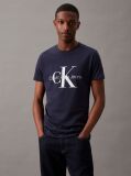 Albastru Tricou Slim Cu Logo Monograma  Barbati