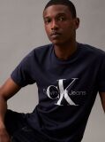 Albastru Tricou Slim Cu Logo Monograma  Barbati