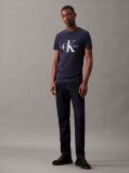 Albastru Tricou Slim Cu Logo Monograma  Barbati