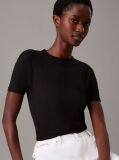 Negru Tricou Slim Din Modal Cu Textura Rib  Femei
