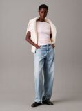 Roz Tricou Slim Din Modal Cu Textura Rib  Femei