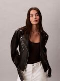 Black Faux Leather Biker Jacket  Women