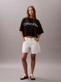 Negru Tricou Boxy Cropped Cu Logo Grafic  Femei