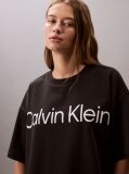 Negru Tricou Boxy Cropped Cu Logo Grafic  Femei