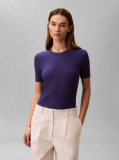Albastru Tricou Slim Din Modal Reiat  Femei