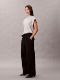 Negru Pantaloni Din Bumbac Twill Cu Cordon  Femei