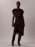 Black Matte Satin Lace Short Sleeve Top  Women