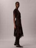 Black Matte Satin Lace Short Sleeve Top  Women