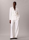 White Crepe Pleated Wide Leg Trousers  Women