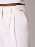 White Crepe Pleated Wide Leg Trousers  Women