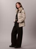 Beige Satin Lightweight Collared Puffer Jacket  Women