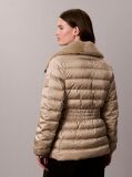 Beige Satin Lightweight Collared Puffer Jacket  Women