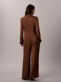Brown Textured Stripe Wide Leg Pull-On Trousers  Women