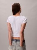 Alb Tricou Slim Din Bumbac Reiat Cu Emblema  Femei