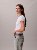 Alb Tricou Slim Din Bumbac Reiat Cu Emblema  Femei