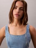 Denim Rochie Mini Din Denim Cu Decupaj Rotund  Femei