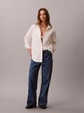 Denim Blugi Baggy Cu Talie Joasa  Si Monogram Pe Toata Suprafata  Femei