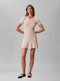 Bej Rochie Mini Evazata Din Bumbac Reiata  Femei