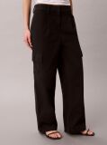 Negru Pantaloni Cargo Relaxati Din Bumbac Twill  Femei