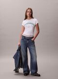 Alb Tricou Slim Cu Logo Varsity  Femei