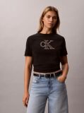 Negru Tricou Cu Monograma Aplicata  Femei