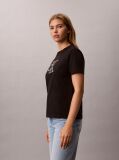 Negru Tricou Cu Monograma Aplicata  Femei