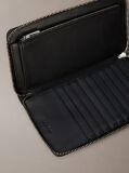 Black Leather Foil Logo Long Wallet  Men