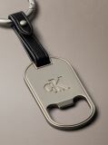 Black Leather Accent Bottle Opener Key Fob  Men