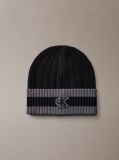 Black Monogram Patch Tipped Cuff Beanie  Men