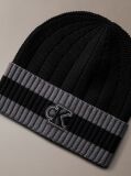 Black Monogram Patch Tipped Cuff Beanie  Men