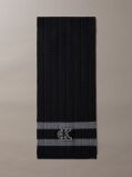 Black Textured Knit Monogram Patch Tipped Scarf  Men