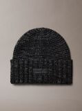 Pink Leather Patch Marl Beanie With Wool  Men