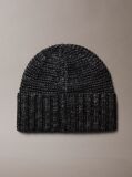 Pink Leather Patch Marl Beanie With Wool  Men