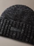 Pink Leather Patch Marl Beanie With Wool  Men