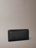 Negru Portofel Din Piele Cu Efect Croco, Cu Protectie RFID Si Inchidere Cu Fermoar  Femei