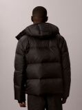 Negru Jacheta Puffer Cu Gluga Detasabila Si Logo  Barbati