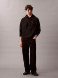 Negru Hanorac Relaxat Din Premium Fleece  Barbati