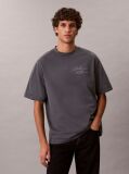 Gri Tricou Relaxat Cu Logo Script  Barbati