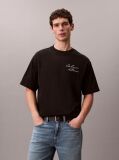 Negru Tricou Relaxat Cu Logo Script  Barbati