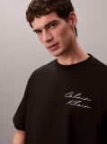 Negru Tricou Relaxat Cu Logo Script  Barbati